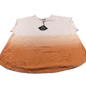 Ava And Viv Women's Size 2X Short Sleeve Tee Peach Dip New With Tags